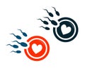 Oocyte fertilization, pregnancy, conception logo. Egg cell and spermatozoon, sperm symbol