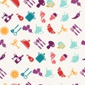 Oods and tableware items pattern Royalty Free Stock Photo