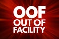 OOF - Out Of Facility acronym, business concept background Royalty Free Stock Photo