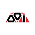 OOI triangle letter logo design with triangle shape. OOI triangle logo design monogram. OOI triangle vector logo template with red Royalty Free Stock Photo