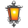 Oold rustic detailed lantern on white vector illustration Royalty Free Stock Photo