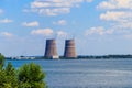 ÃÂ¡ooling towers of Zaporizhia Nuclear Power Station in Enerhodar, Ukraine Royalty Free Stock Photo