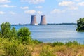 ÃÂ¡ooling towers of Zaporizhia Nuclear Power Station in Enerhodar, Ukraine Royalty Free Stock Photo