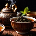 Oolong tea, Black chinese tea, with dried leaves for brewing