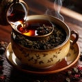 Oolong tea, Black chinese tea, with dried leaves for brewing