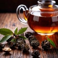 Oolong tea, Black chinese tea, with dried leaves for brewing