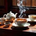 Oolong tea, Black chinese tea, with dried leaves for brewing