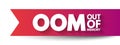 OOM Out Of Memory - state of computer operation where no additional memory can be allocated for use by programs, acronym text