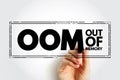 OOM Out Of Memory - state of computer operation where no additional memory can be allocated for use by programs, acronym text Royalty Free Stock Photo