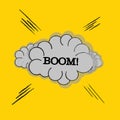 OOM! wording sound effect set design for comic background, comic strip. Cloud with ray and BOOM! wording sound effect . Royalty Free Stock Photo