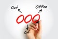 OOO Out Of Office - used in professional contexts to indicate that someone is unavailable for work, acronym text concept Royalty Free Stock Photo