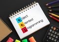 OOP Object-oriented programming - based on the concept of objects, which can contain data and code, acronym text on notepad Royalty Free Stock Photo