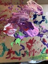 cardboard of collected paint drips, mixing colors, Royalty Free Stock Photo