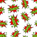 Oops comic sound effects seamless pattern background. Business f Royalty Free Stock Photo
