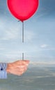 Oops. Hand with balloon on broken string. Concept. Royalty Free Stock Photo