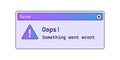 Oops retro error message in purple color with gradient.