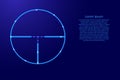 Ooptical sight of a sniper gun from blue lines and glowing stars. Vector illustration Royalty Free Stock Photo