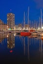 Oostende Yacht Harbor Night, Belgium Royalty Free Stock Photo