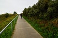 Oosterschelde, the netherlands, August 2019. One of the access points to the beach: you reach the top of the sand dune that Royalty Free Stock Photo