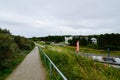 Oosterschelde, the netherlands, August 2019. One of the access points to the beach: you reach the top of the sand dune that Royalty Free Stock Photo