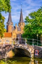 Oostpoort gate leading to the Dutch city Delft, Netherlands