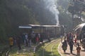 OOTY, TAMIL NADU, INDIA, 22 March 2015 : Nilgiri mountain railway. Blue train. Unesco heritage. Narrow-gauge. Steam locomotive in