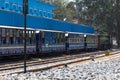 OOTY, TAMIL NADU, INDIA, 22 March 2015 : Nilgiri mountain railway. Blue train. Unesco heritage. Narrow-gauge