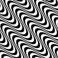 Op art black and white wave pattern background