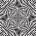 Op art circular pattern of many small black triangles. Sacral background design with a cross in the middle Royalty Free Stock Photo