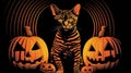 Op Art Inspired Bengal Cat Halloween Poster