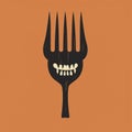 Op Art Minimalist Illustration Of Happy Evil Angry Dark Fork Mask