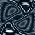 Op art, moire pattern. Relaxing hypnotic background with geometric black lines.