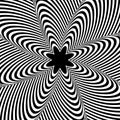 Op-art, optical, visual art vector element. Black and white abstract geometric twisted shape