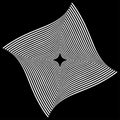 Op-art, optical, visual art vector element. Black and white abstract geometric twisted shape