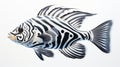 Op Art Sea Fish: Half-mechanical Half-fish Illustration With Surrealistic Lighting