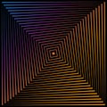Op Art squares in colorful gradient with visual distortion effect making an optical illusion of pyramids or tunnel Hypnotic banner Royalty Free Stock Photo