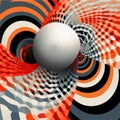 Op Art Vector: Distorted Sphere In Retro Futurism Style Royalty Free Stock Photo