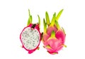 Op view dragon fruit isolated on white background.