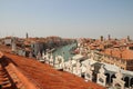 op view of Grand canal from roof of Fondaco dei Tedeschi. Venice. Italy stock photo Royalty Free Stock Photo