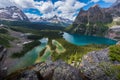 Opabin lake beautiful hiking trail in cloudy day in Spring, Yoho, Canada