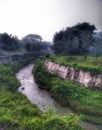 Opak River. Location : Ngablak Village Bokoharjo Prambanan Yogyakarta Indonesia. Date : 7 Januari 2021, 07.10 am Royalty Free Stock Photo