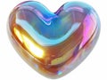 Opal Iridescent 3D Heart Icon. Glossy Neon Raindow Heart Shape.