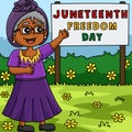 Opal Lee Grandmother of Juneteenth Colored Cartoon