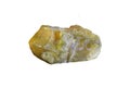 Raw of yellow opal gemstone isolated on white background. Royalty Free Stock Photo