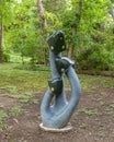 Opal and semi-precious stone sculpture titled Funghi by Elvis Mamvura in the Fort Worth Botanic Garden.