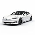 Contemporary Re-creation Of Tesla Model S Car On White Background