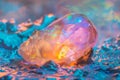 Opalescent Gemstone on Iridescent Background.