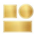 Opaque golden frame set isolated on white backdrop