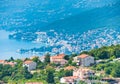 Opatija city in Croatia view from above with blue water of Kvarner bay on a sunny day Royalty Free Stock Photo