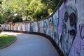 Opatija, famous ancient public park Angiolina, the wall with murals of famous people, Adriatic coast, Kvarner bay, Croatia